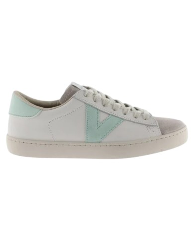 Sneakers Victoria Donna Berlin Suede Leather White Agua Azzurro