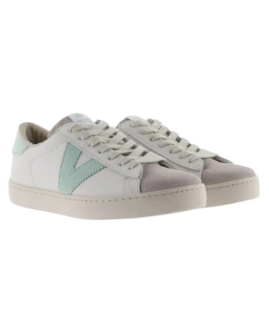 Sneakers Victoria Donna Berlin Suede Leather White Agua Azzurro