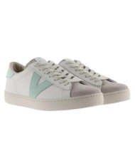 Sneakers Victoria Donna Berlin Suede Leather White Agua Azzurro