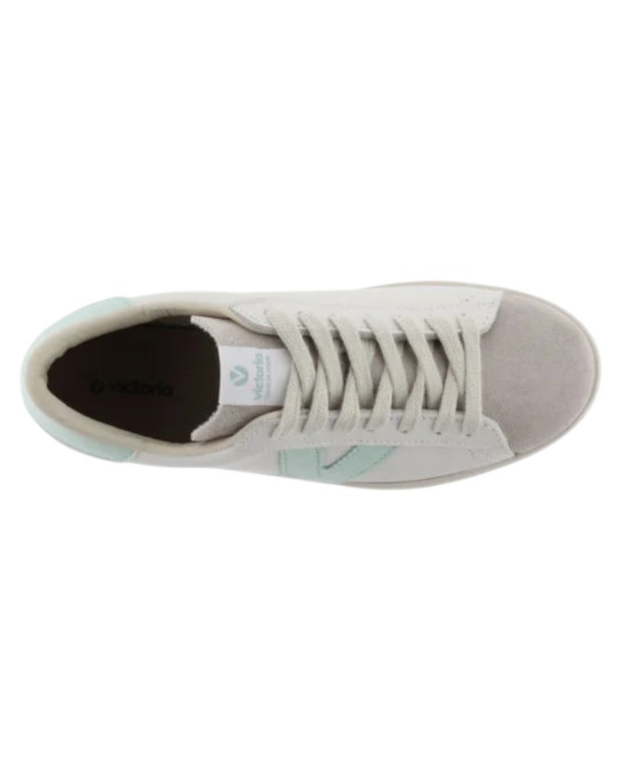 Sneakers Victoria Donna Berlin Suede Leather White Agua Azzurro