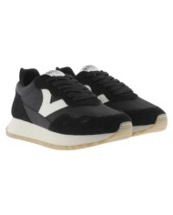 Sneakers Victoria Donna Viento Nylon  Camoscio e Contrasto Nero Bianco