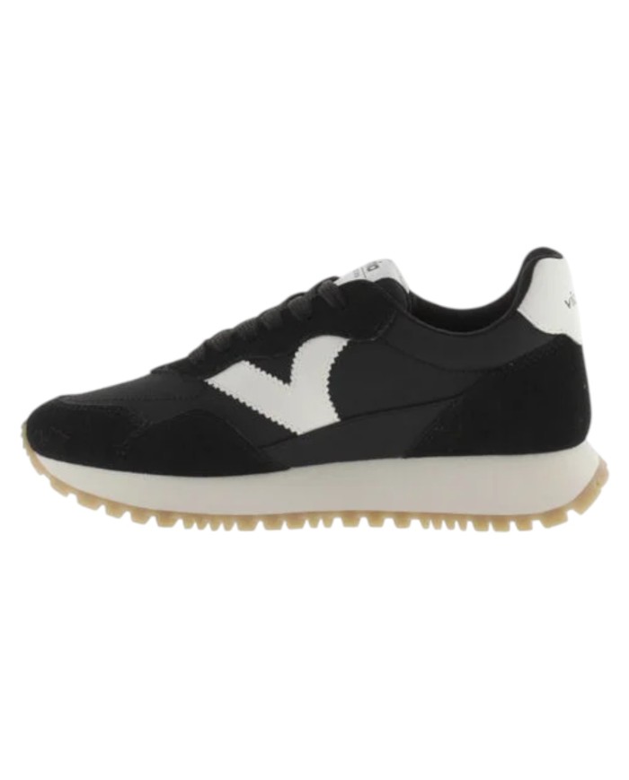 Sneakers Victoria Donna Viento Nylon  Camoscio e Contrasto Nero Bianco