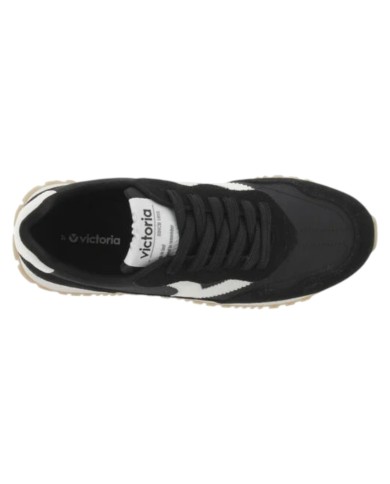 Sneakers Victoria Donna Viento Nylon  Camoscio e Contrasto Nero Bianco