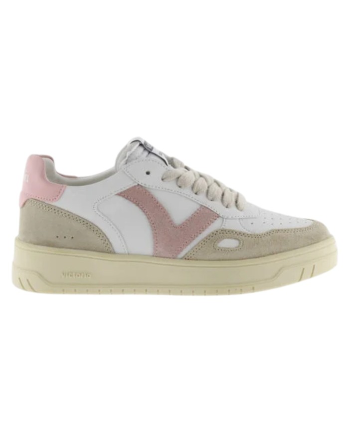 Sneakers Victoria Donna Seul Pelle Camoscio Bianco Beige Rosa