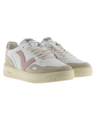 Sneakers Victoria Donna Seul Pelle Camoscio Bianco Beige Rosa