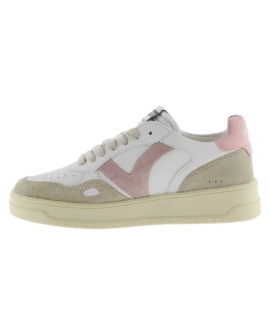 Sneakers Victoria Donna Seul Pelle Camoscio Bianco Beige Rosa