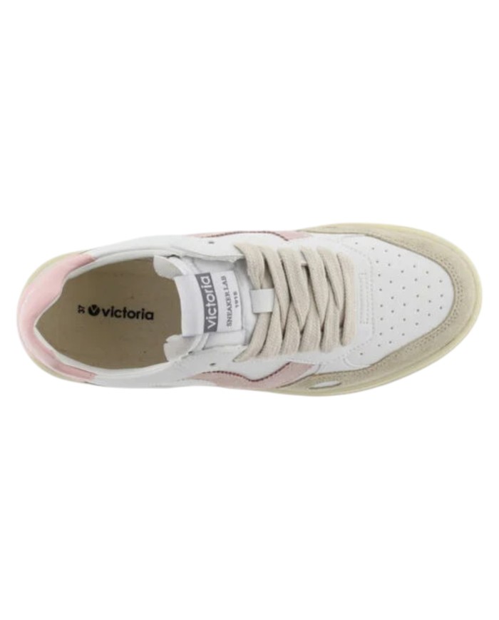 Sneakers Victoria Donna Seul Pelle Camoscio Bianco Beige Rosa
