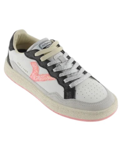 Sneakers Victoria Donna Smash Soft Neon Sneaker Sportive con Logo in Glitter White Coral