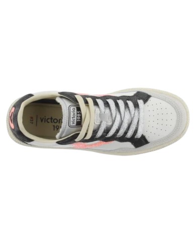 Sneakers Victoria Donna Smash Soft Neon Sneaker Sportive con Logo in Glitter White Coral