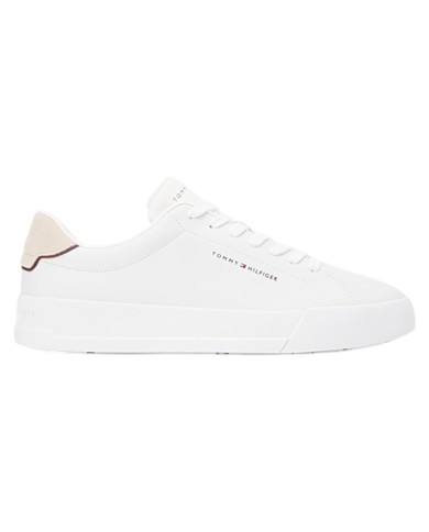 Sneakers Uomo Tommy Hilfiger Th Court Line Logo Leather Ecru Classic Beige