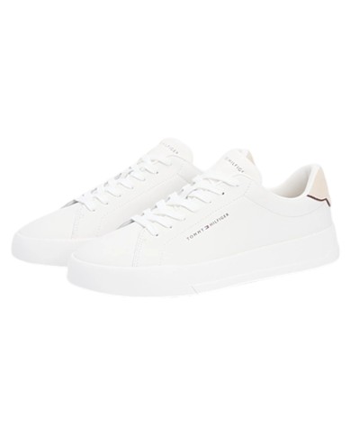 Sneakers Uomo Tommy Hilfiger Th Court Line Logo Leather Ecru Classic Beige