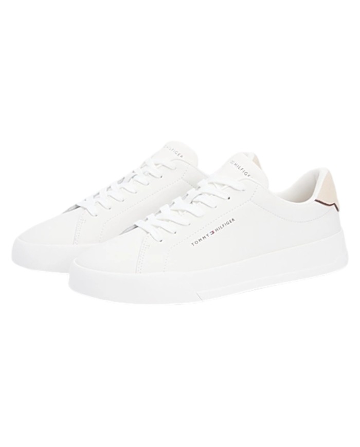 Sneakers Uomo Tommy Hilfiger Th Court Line Logo Leather Ecru Classic Beige