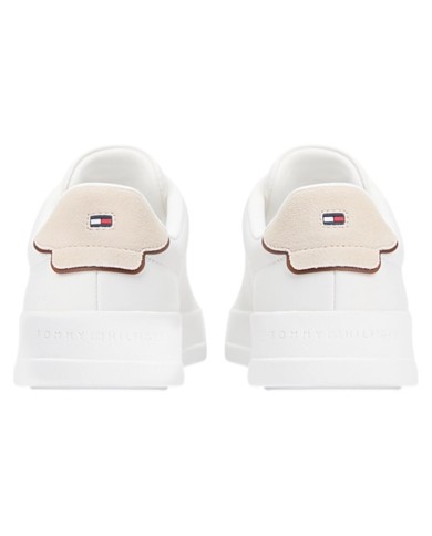 Sneakers Uomo Tommy Hilfiger Th Court Line Logo Leather Ecru Classic Beige