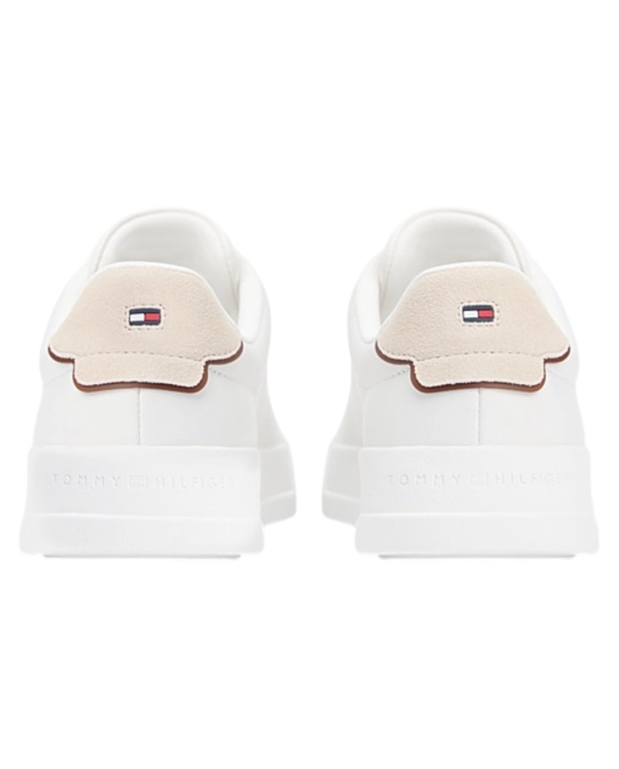 Sneakers Uomo Tommy Hilfiger Th Court Line Logo Leather Ecru Classic Beige