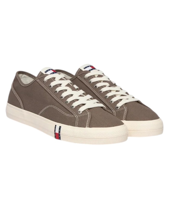 Sneakers Uomo Tommy Hilfiger Archive Vulc Y2K In Cotone Dusty Brown Grey