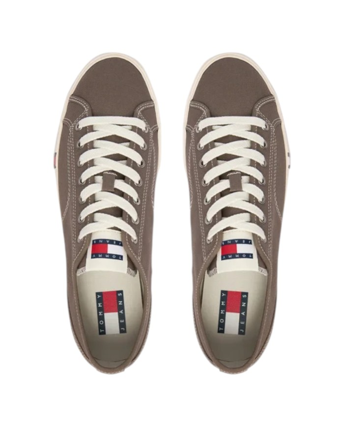 Sneakers Uomo Tommy Hilfiger Archive Vulc Y2K In Cotone Dusty Brown Grey