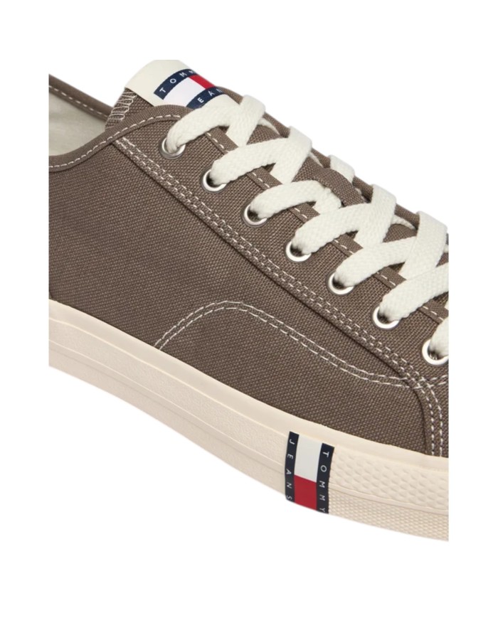 Sneakers Uomo Tommy Hilfiger Archive Vulc Y2K In Cotone Dusty Brown Grey