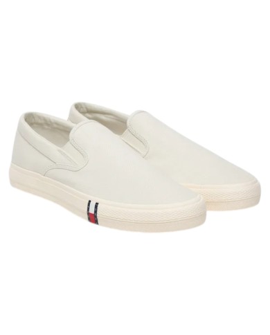 Slip On Uomo Tommy Hilfiger Archive Vulc Y2K In Cotone Ivory White