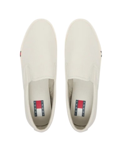 Slip On Uomo Tommy Hilfiger Archive Vulc Y2K In Cotone Ivory White