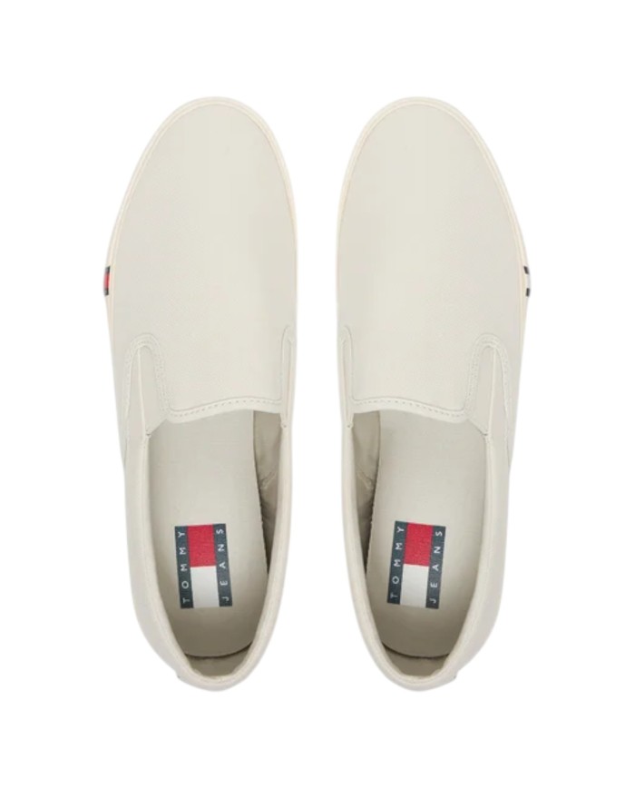 Slip On Uomo Tommy Hilfiger Archive Vulc Y2K In Cotone Ivory White