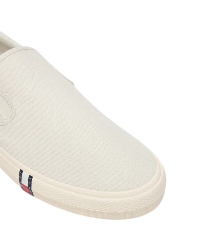 Slip On Uomo Tommy Hilfiger Archive Vulc Y2K In Cotone Ivory White
