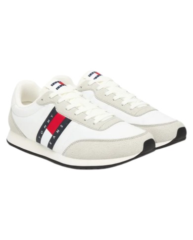 Sneakers Uomo Tommy Hilfiger Tjm Classic Runner Mesh Suede Ecru White