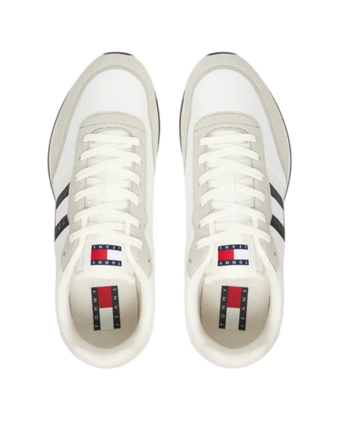 Sneakers Uomo Tommy Hilfiger Tjm Classic Runner Mesh Suede Ecru White