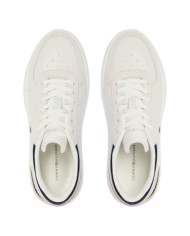 Sneakers Donna Tommy Hilfiger Th Satin Platform Leather White Ecru Space Blue