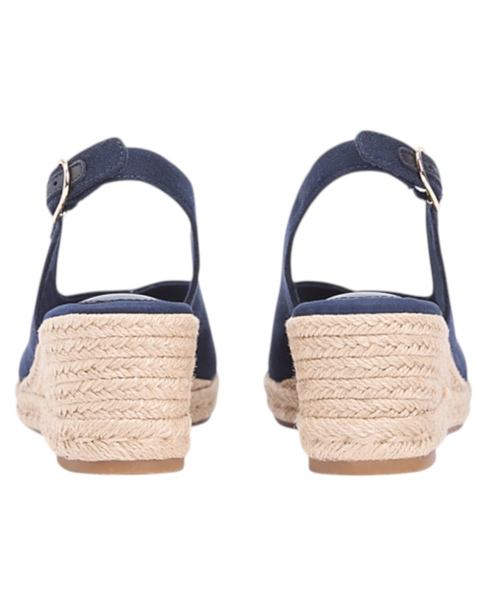 Sandalo Donna Tommy Hilfiger Platform Mid Wedge Zeppa Espadrillas Slingback Space Blue
