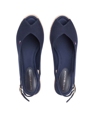 Sandalo Donna Tommy Hilfiger Platform Mid Wedge Zeppa Espadrillas Slingback Space Blue