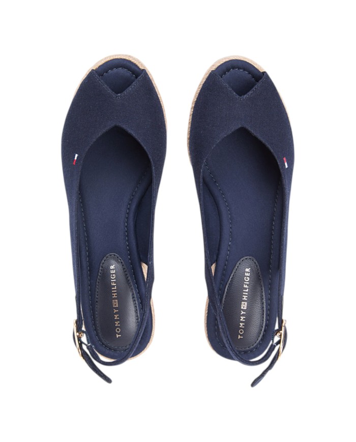 Sandalo Donna Tommy Hilfiger Platform Mid Wedge Zeppa Espadrillas Slingback Space Blue