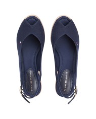 Sandalo Donna Tommy Hilfiger Platform Mid Wedge Zeppa Espadrillas Slingback Space Blue