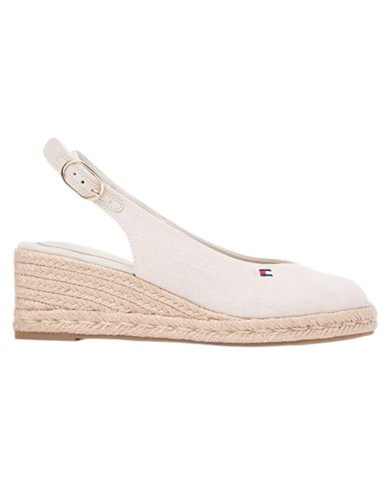 Sandalo Donna Tommy Hilfiger Platform Mid Wedge Zeppa Espadrillas Slingback Beige