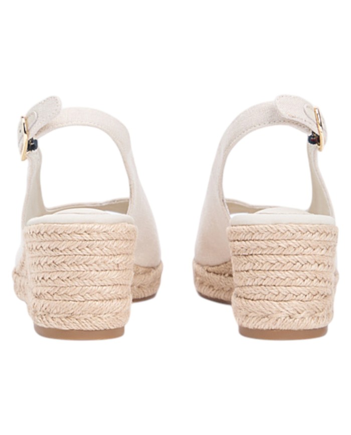 Sandalo Donna Tommy Hilfiger Platform Mid Wedge Zeppa Espadrillas Slingback Beige
