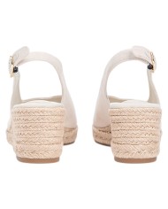 Sandalo Donna Tommy Hilfiger Platform Mid Wedge Zeppa Espadrillas Slingback Beige