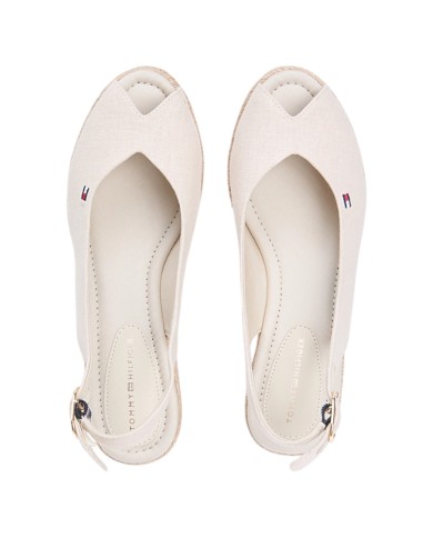 Sandalo Donna Tommy Hilfiger Platform Mid Wedge Zeppa Espadrillas Slingback Beige