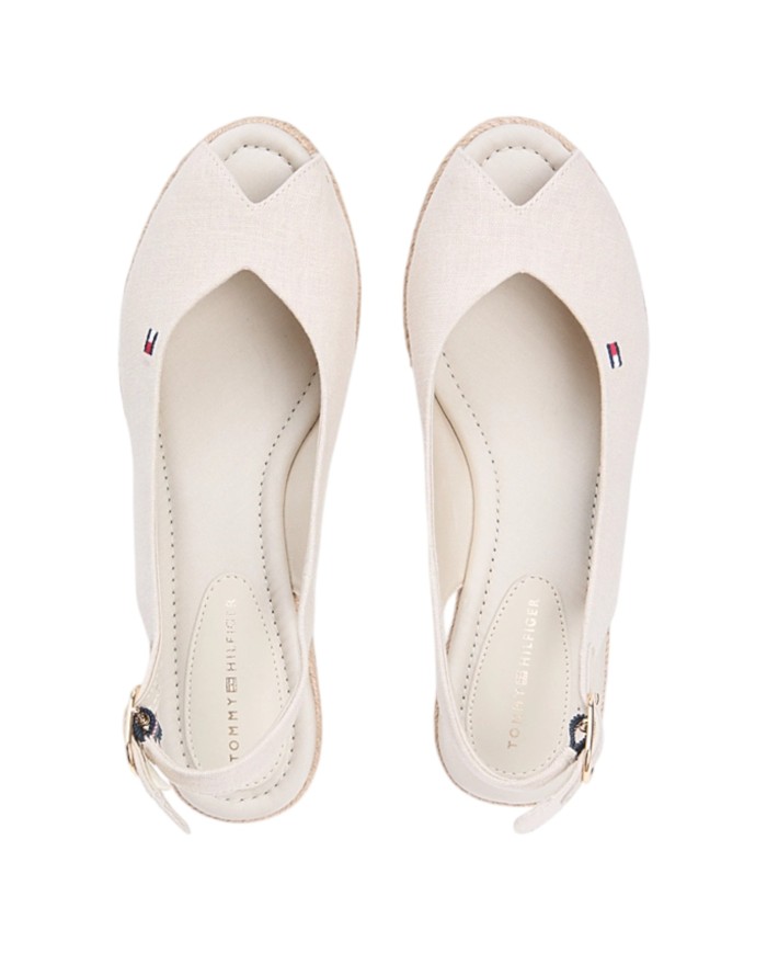 Sandalo Donna Tommy Hilfiger Platform Mid Wedge Zeppa Espadrillas Slingback Beige