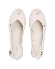 Sandalo Donna Tommy Hilfiger Platform Mid Wedge Zeppa Espadrillas Slingback Beige