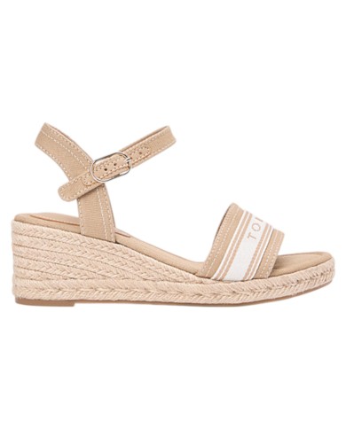Sandalo Donna Tommy Hilfiger Platform Mid Wedge Zeppa Espadrillas Webbing Safari Canvas