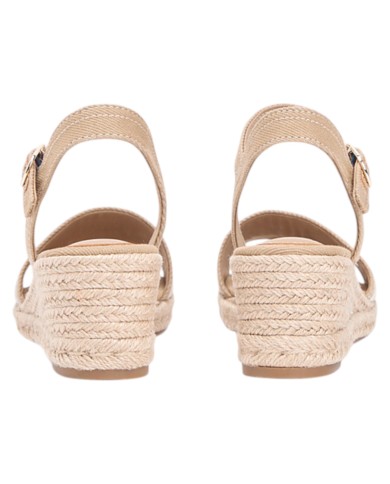 Sandalo Donna Tommy Hilfiger Platform Mid Wedge Zeppa Espadrillas Webbing Safari Canvas