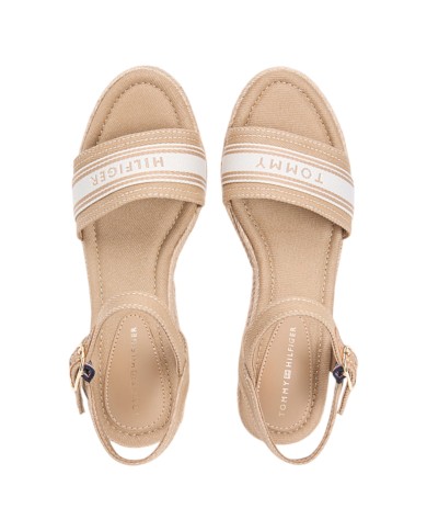 Sandalo Donna Tommy Hilfiger Platform Mid Wedge Zeppa Espadrillas Webbing Safari Canvas