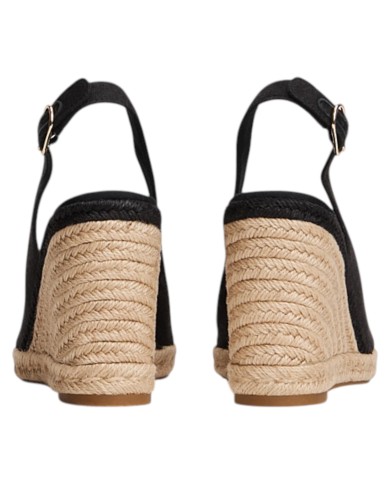 Sandalo Donna Tommy Hilfiger Platform Flag  High Wedge Zeppa Espadrillas Slingback Black