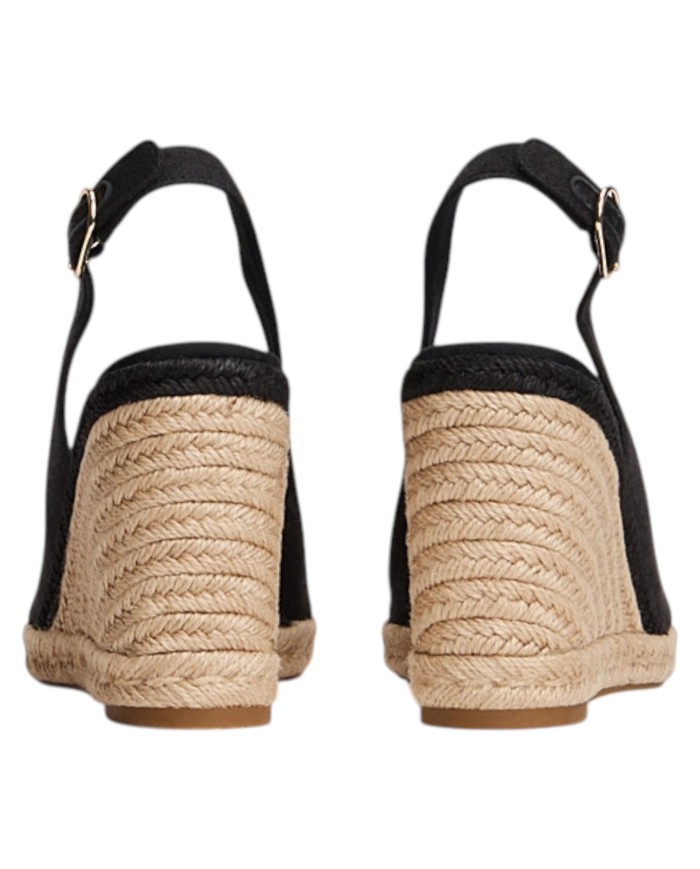 Sandalo Donna Tommy Hilfiger Platform Flag  High Wedge Zeppa Espadrillas Slingback Black