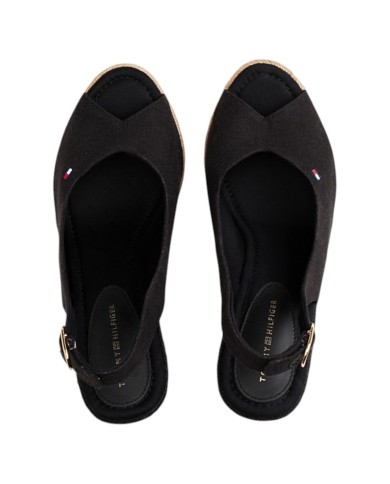 Sandalo Donna Tommy Hilfiger Platform Flag  High Wedge Zeppa Espadrillas Slingback Black