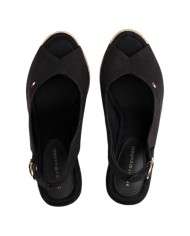 Sandalo Donna Tommy Hilfiger Platform Flag  High Wedge Zeppa Espadrillas Slingback Black