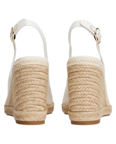 Sandalo Donna Tommy Hilfiger Platform Flag  High Wedge Zeppa Espadrillas Slingback Ecru White