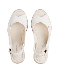 Sandalo Donna Tommy Hilfiger Platform Flag  High Wedge Zeppa Espadrillas Slingback Ecru White