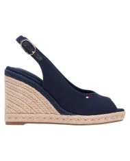 Sandalo Donna Tommy Hilfiger Platform Flag  High Wedge Zeppa Espadrillas Slingback Space Blue