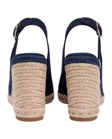 Sandalo Donna Tommy Hilfiger Platform Flag  High Wedge Zeppa Espadrillas Slingback Space Blue