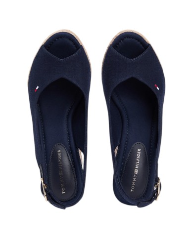 Sandalo Donna Tommy Hilfiger Platform Flag  High Wedge Zeppa Espadrillas Slingback Space Blue